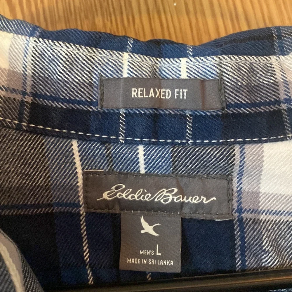 Eddie Bauer Blue Plaid Button Down - Picture 2 of 4